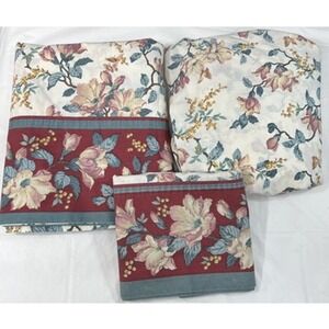 Vintage 90s Laura Ashley Twin Sheet Set 3 PC Flowers Butterflies Cottage Core